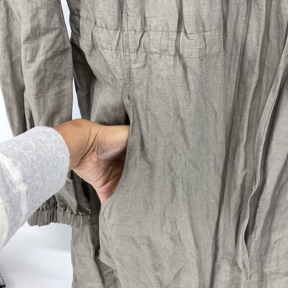 Eileen Fisher nylon metallic A-line hooded jacket light green oversized size S - Picture 7 of 12